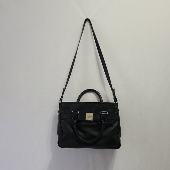 Kate Spade New York Primrose Hill Goldie Bow Satchel Black Leather Handbag Purse - Picture 2 of 16